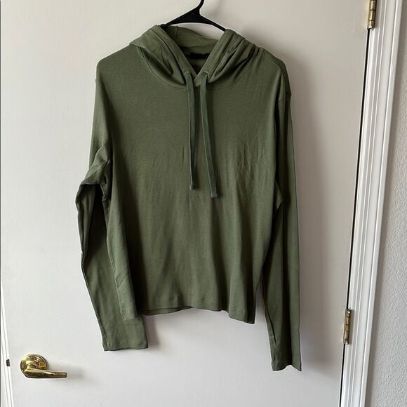 ATM Anthony Thomas Melillo Olive Green Ribbed Hoodie - Picture 1 of 5